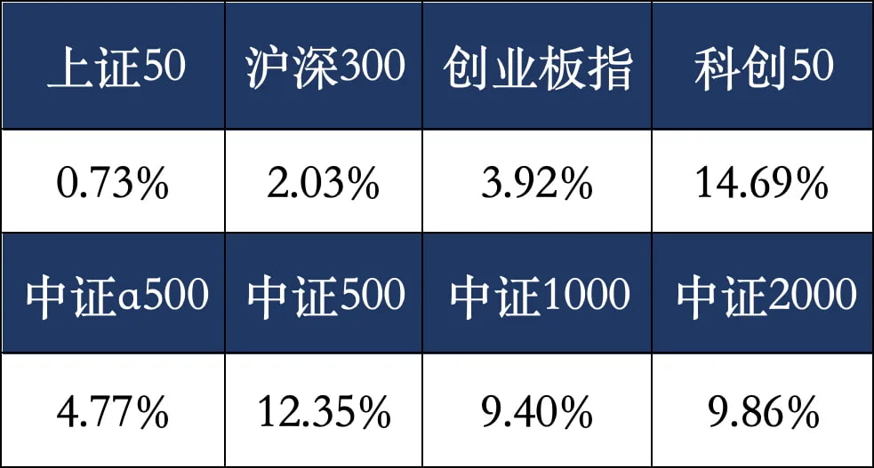 8大宽基元旦以来的表现
